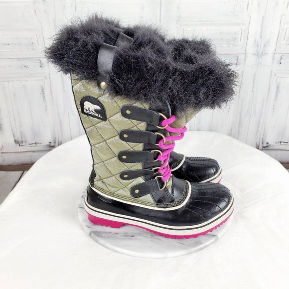 Sorel Shoes - SOREL Tofino II Green & Pink Quilted Snow Boots